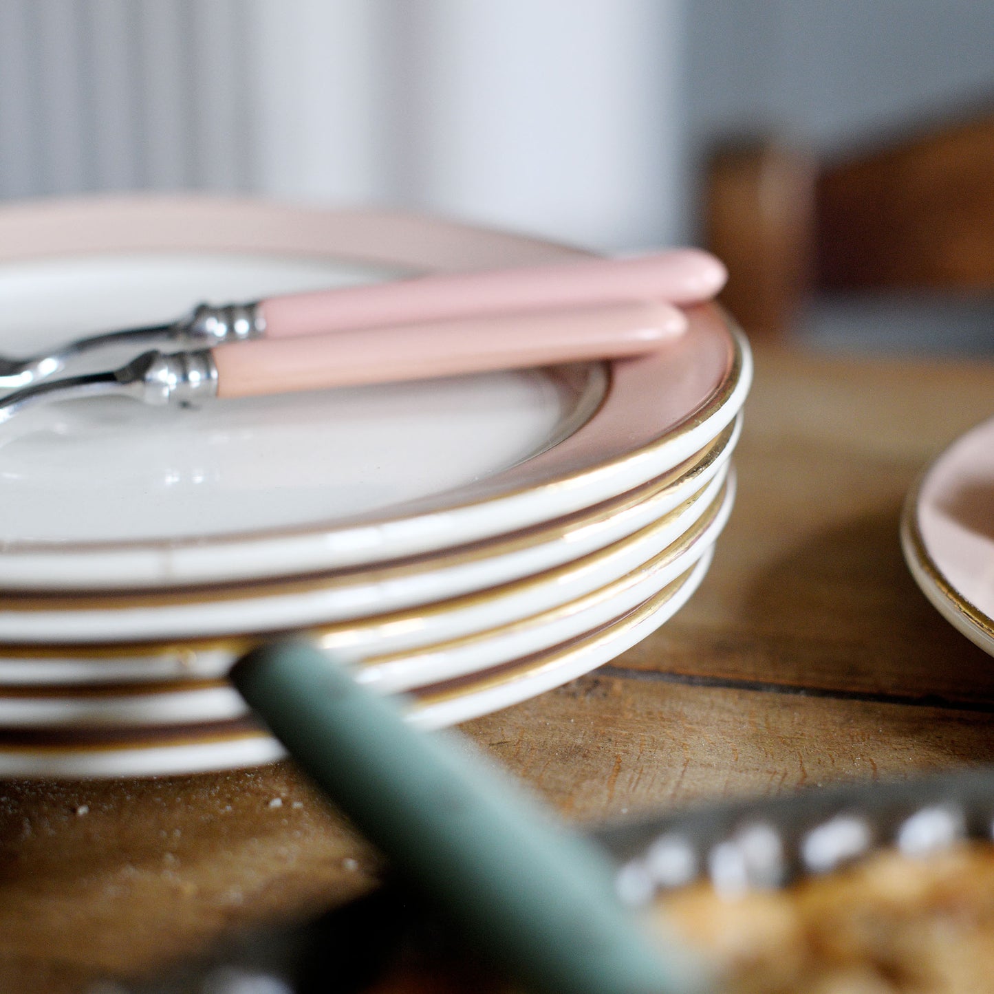 6 pink plates