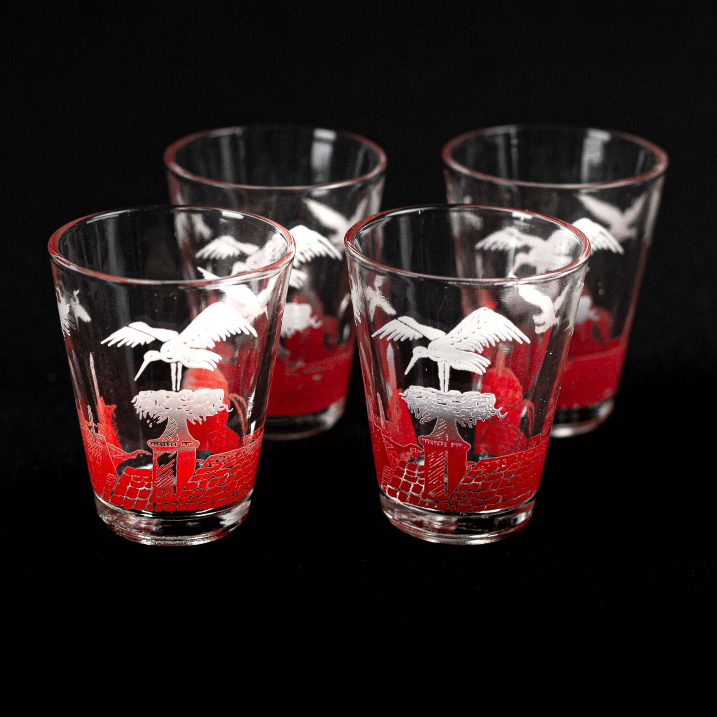 4 verres aux cigognes