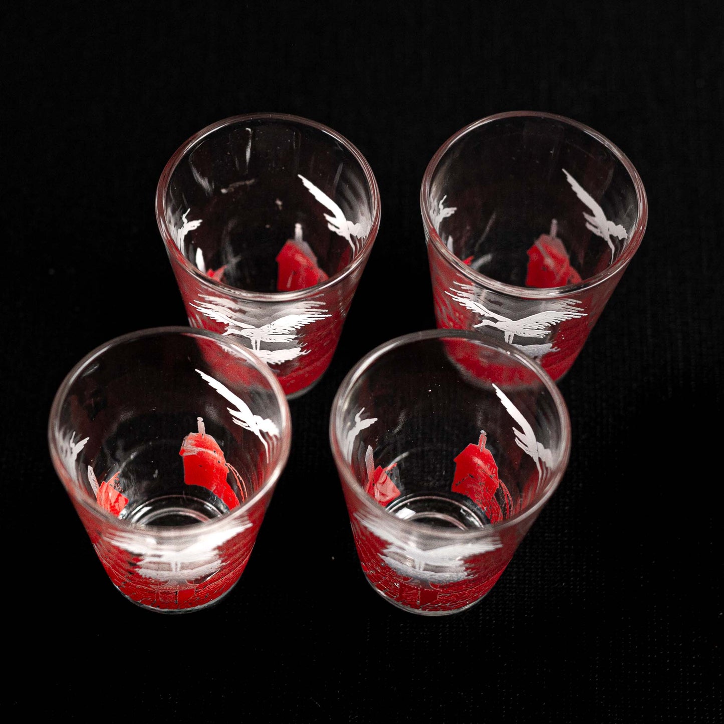 4 verres aux cigognes